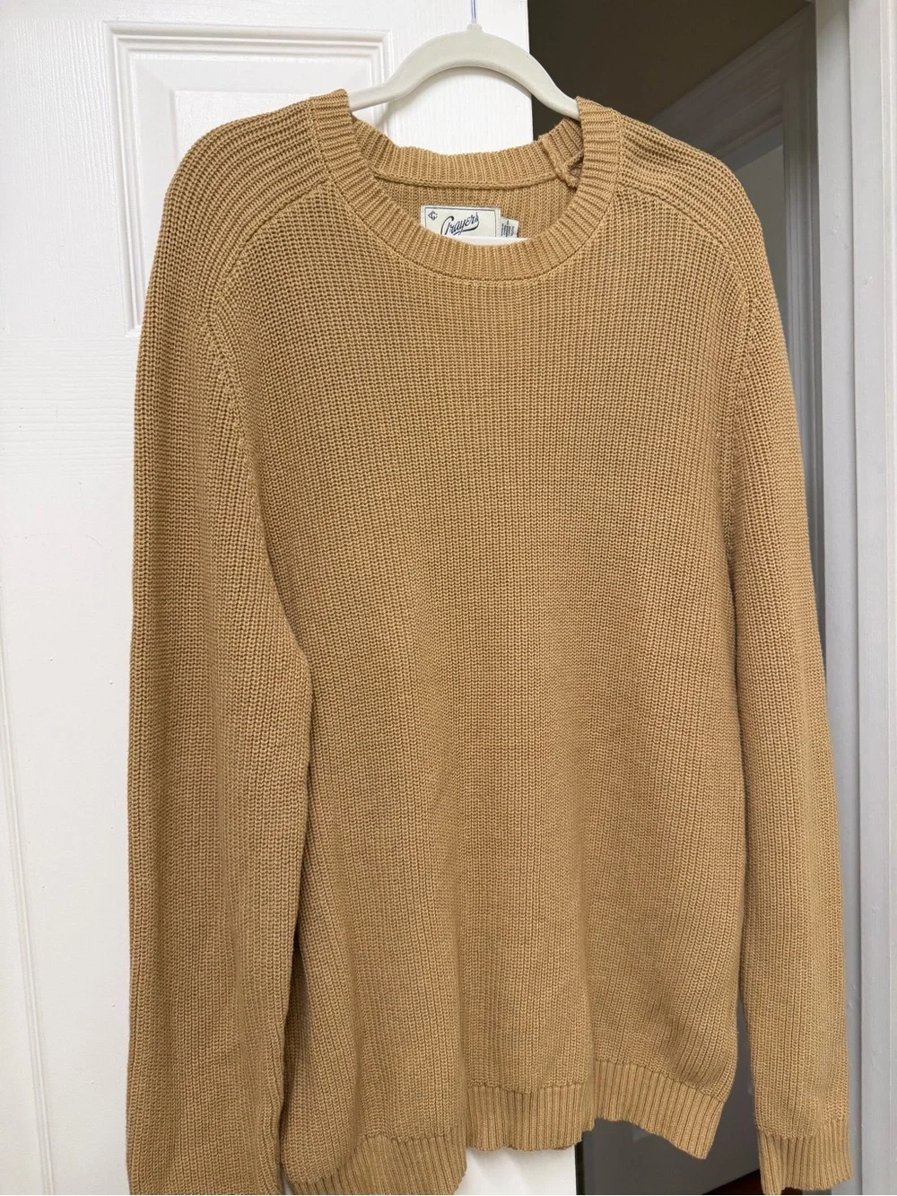 NWT Grayers Shaker Stitch Cotton Crewneck Sweater Curry, Size XL